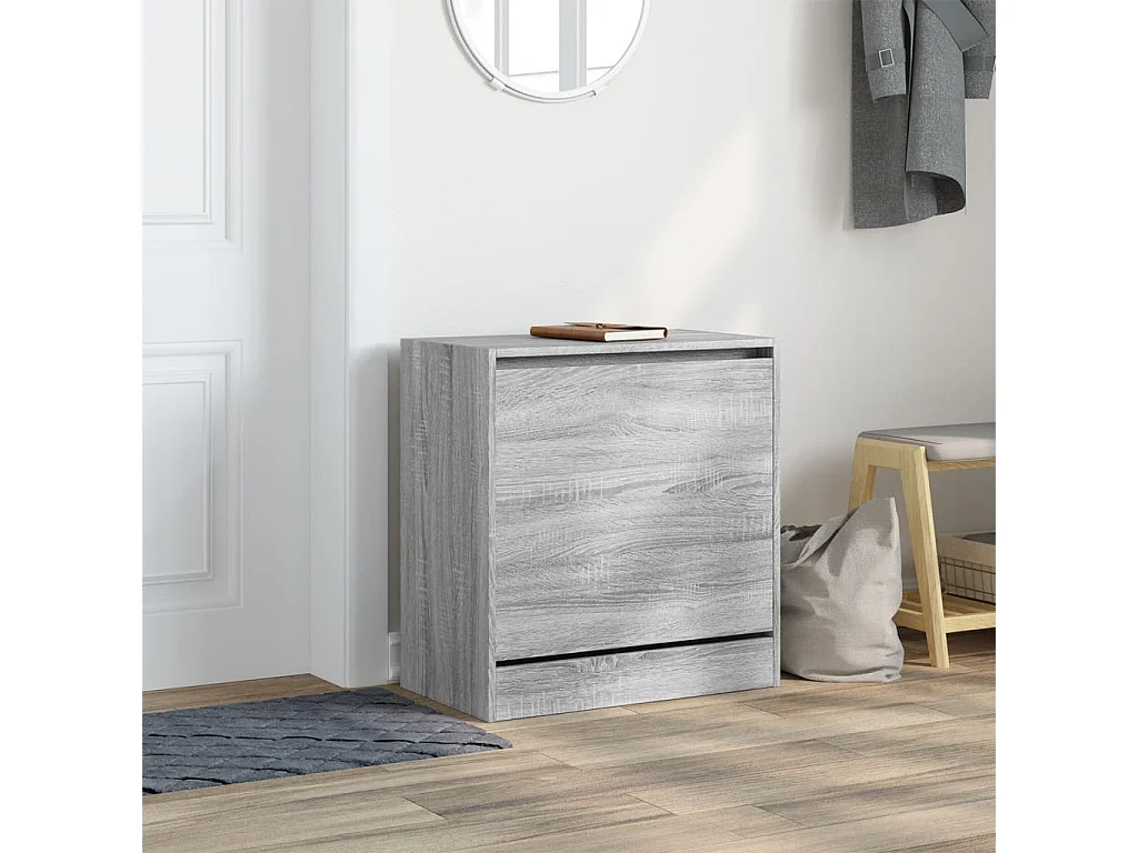 Sapateira cinza Sonoma 60x34x63,5 cm madeira projetada