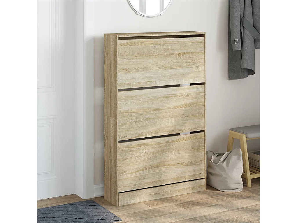 Armoire à chaussures chêne sonoma 80x21x125,5cm bois ingénierie