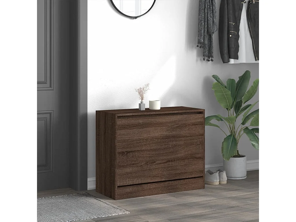 Armoire à chaussures chêne marron 80x34x63 cm bois ingénierie