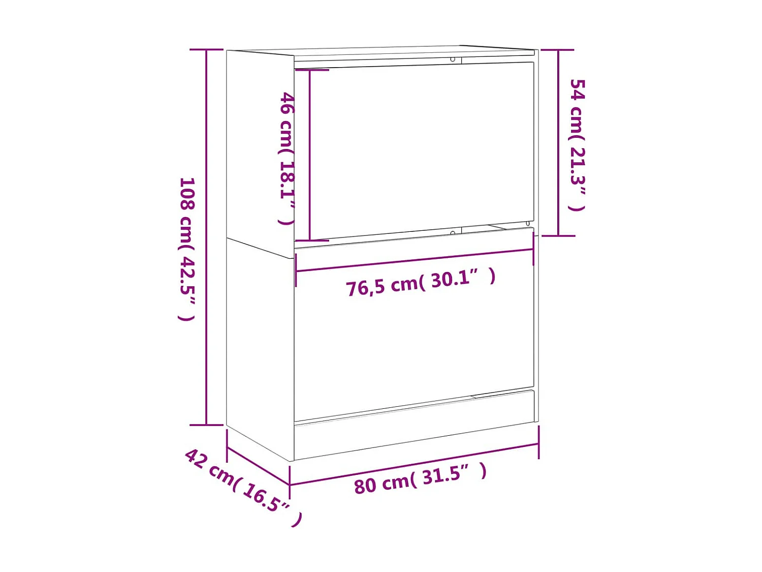 Scarpiera 2 cassetti pieghevoli nera 80x42x108 cm