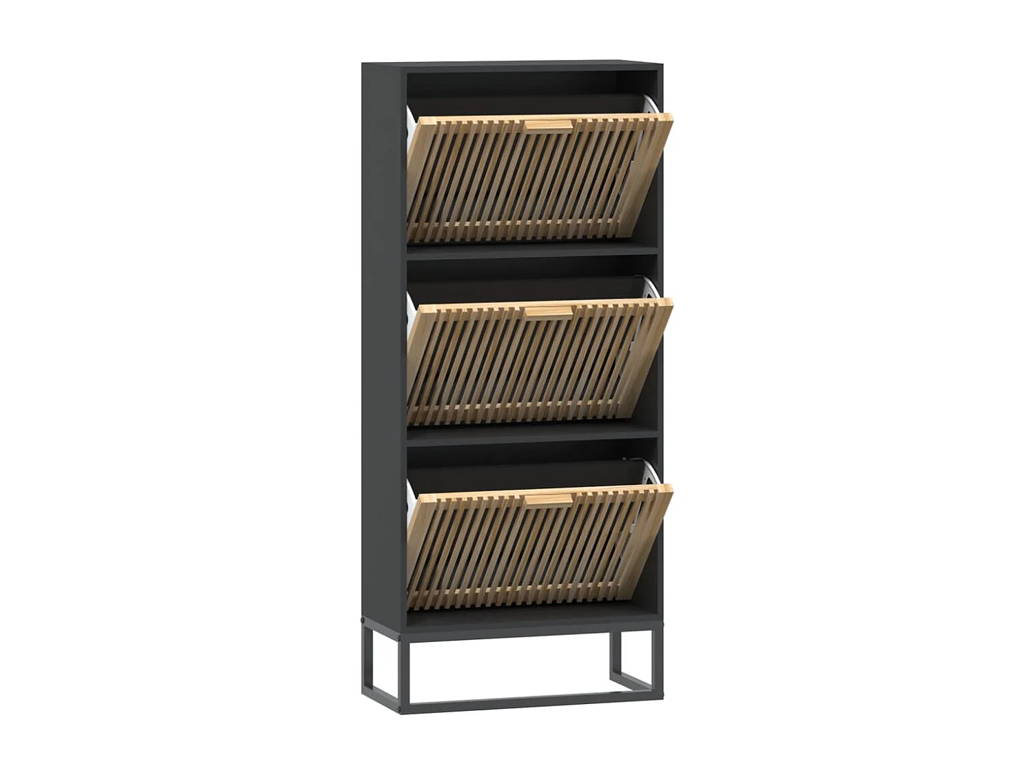 Armoire à chaussures noir 52x25x120 cm bois d'ingénierie