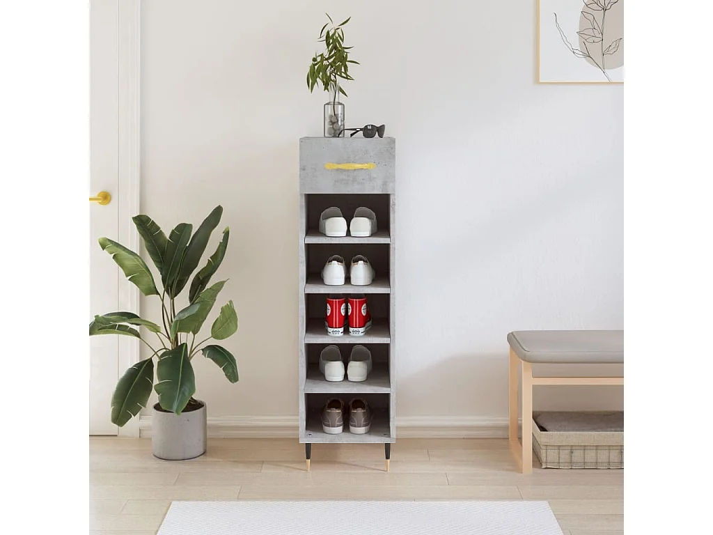 Scarpiera grigio cemento 30x35x105 cm in multistrato