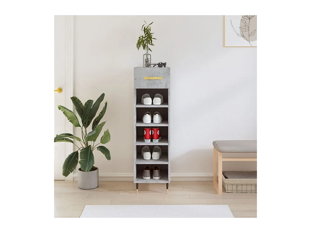Armoire à chaussures gris béton 30x35x105 cm bois d'ingénierie
