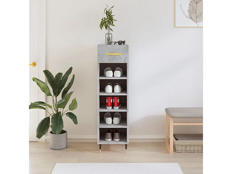 Armoire à chaussures gris béton 30x35x105 cm bois d'ingénierie