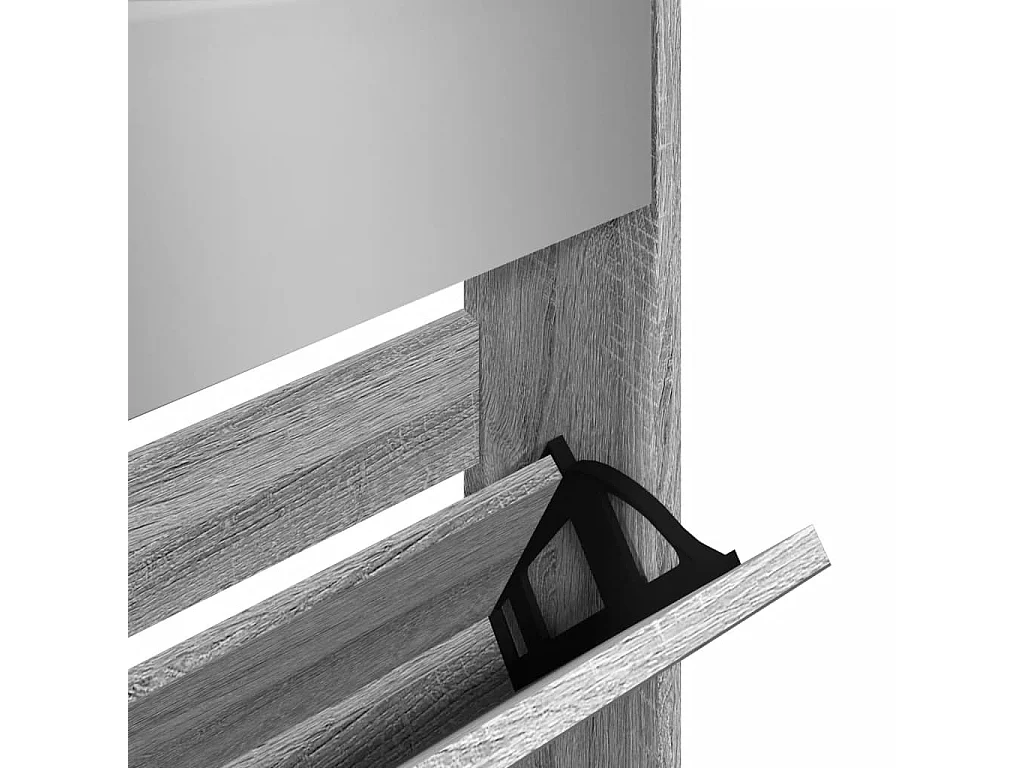 Scarpiera a specchio a 5 ripiani sonoma grigio 63x17x169,5 cm