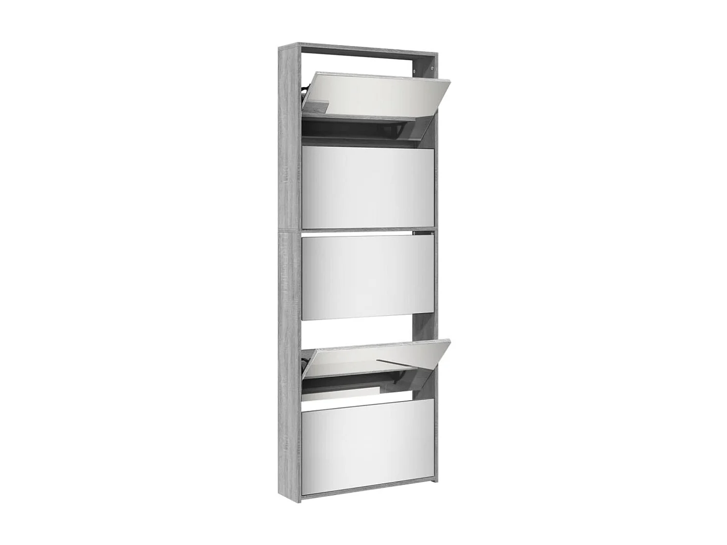Armoire à chaussures miroir 5 niveaux sonoma gris 63x17x169,5cm