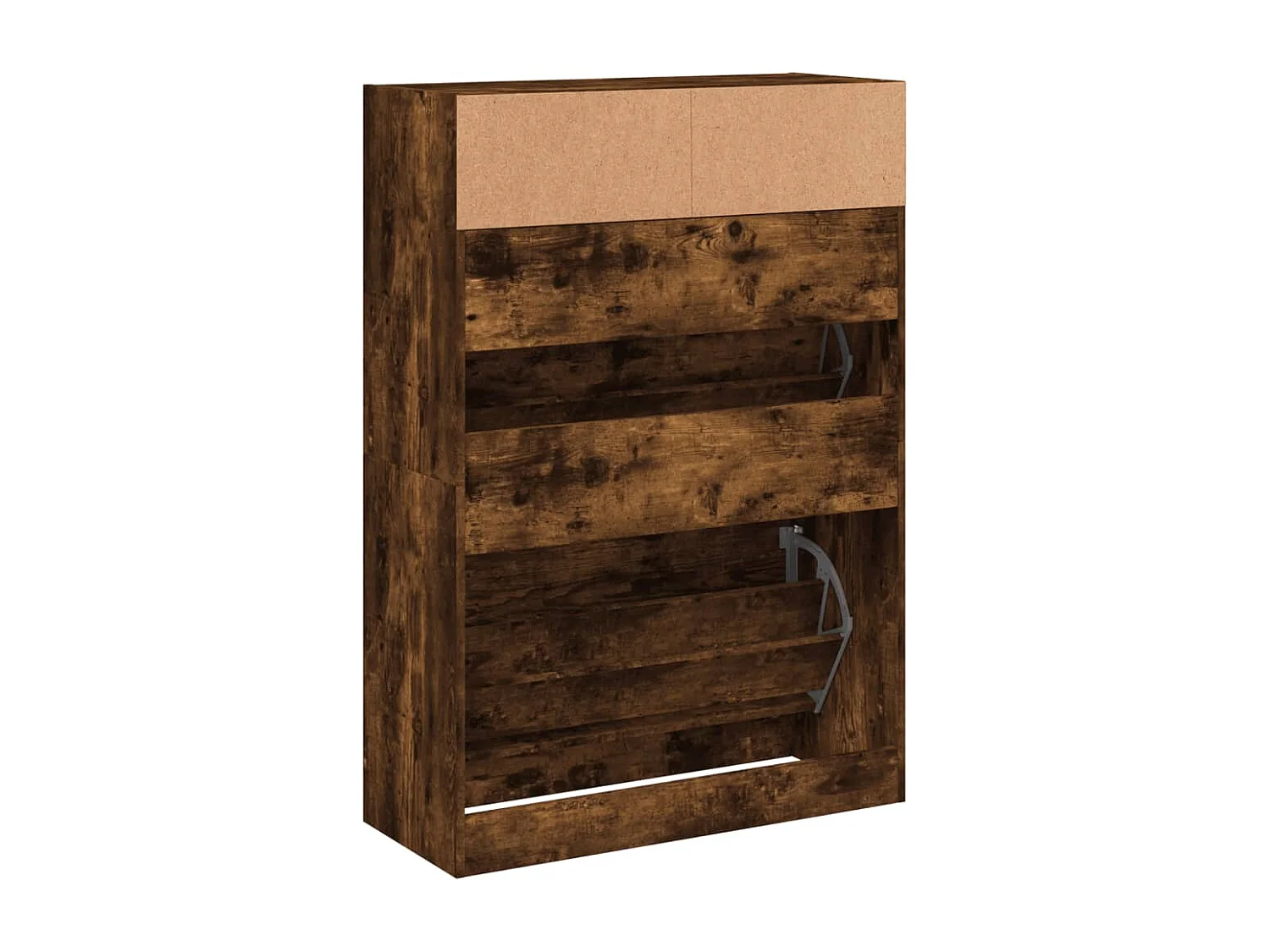 Armoire à chaussures 2 tiroirs rabattables chêne fumé