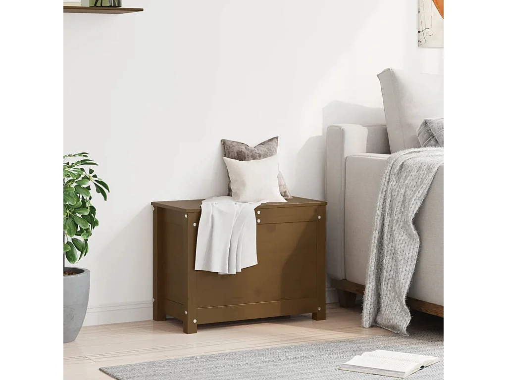 Boîte de rangement Marron miel 60x32x45,5 cm Bois massif de pin