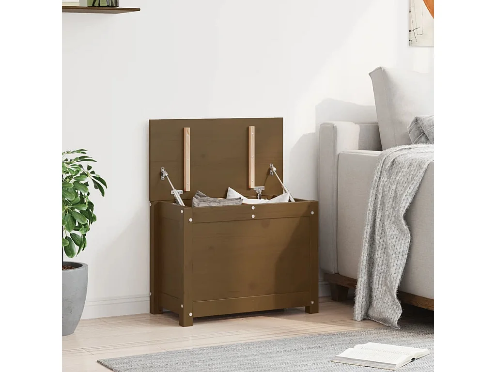 Boîte de rangement Marron miel 60x32x45,5 cm Bois massif de pin