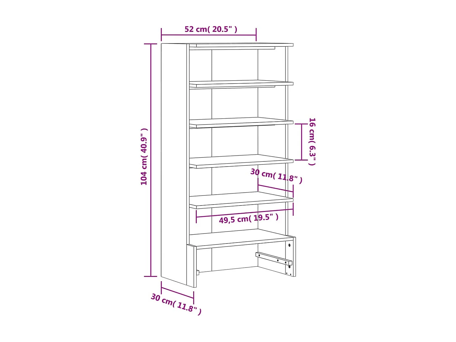 Armoire à chaussures cire marron 52x30x104 cm bois pin massif