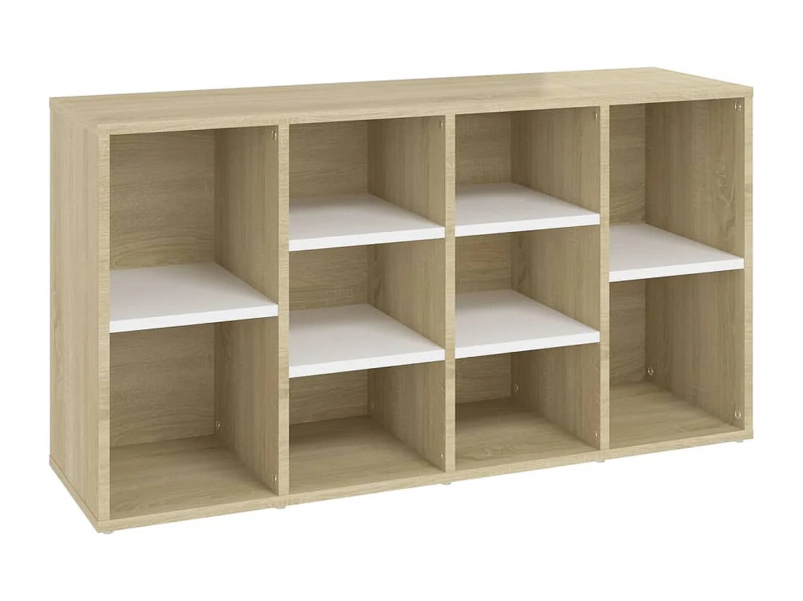 Schuhbank. Weiß und Sonoma-Eiche. Holzwerkstoff