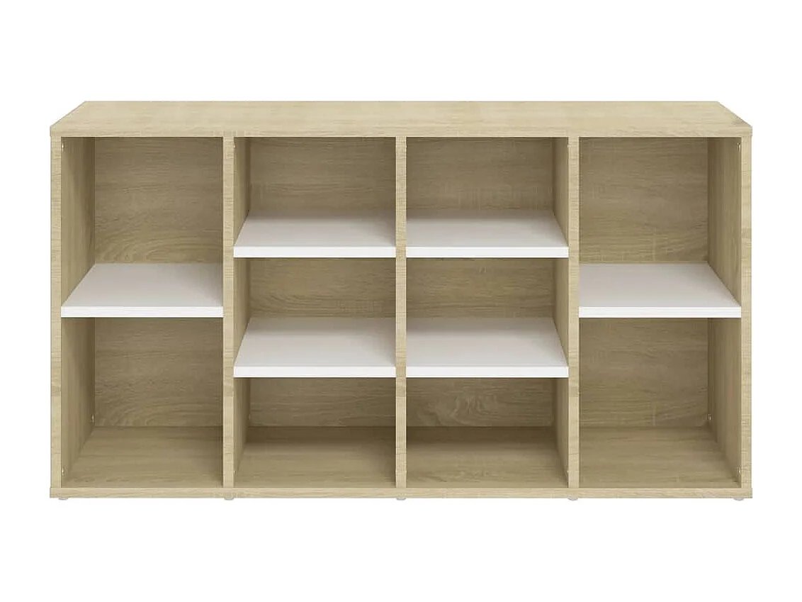 Schuhbank. Weiß und Sonoma-Eiche. Holzwerkstoff