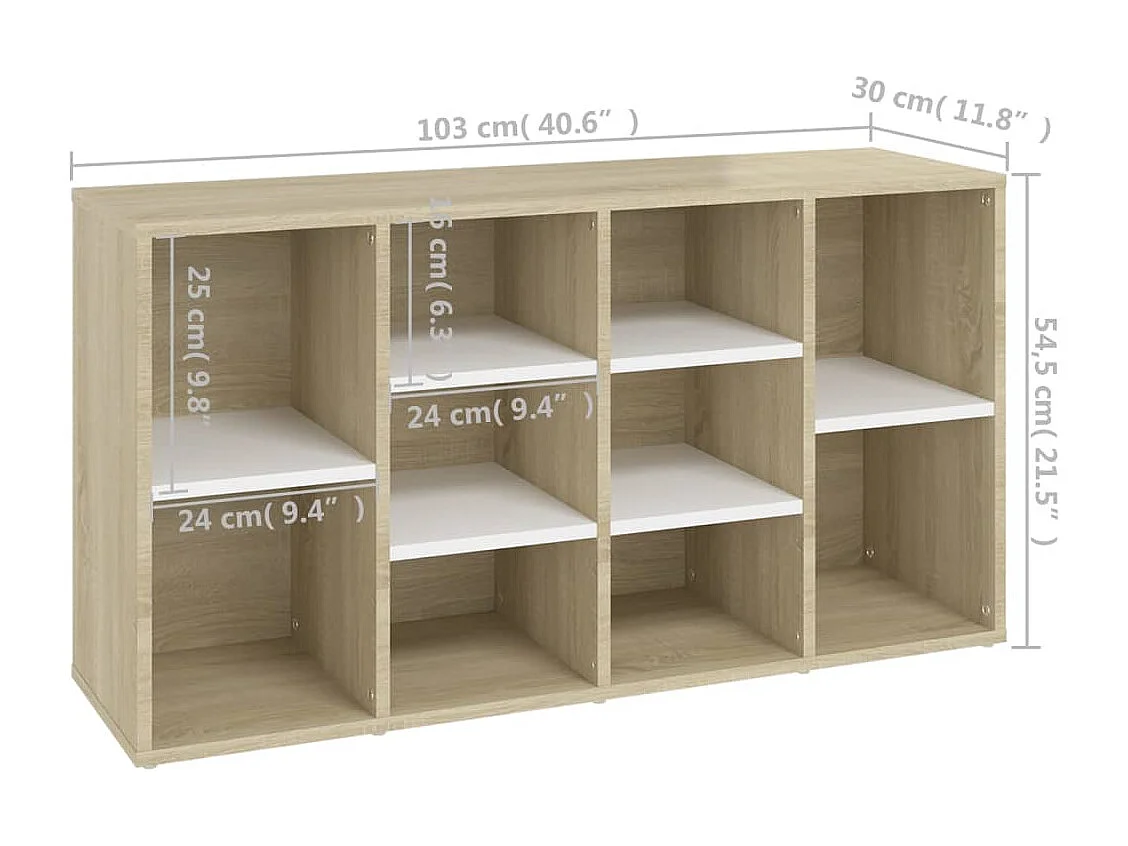 Schuhbank. Weiß und Sonoma-Eiche. Holzwerkstoff
