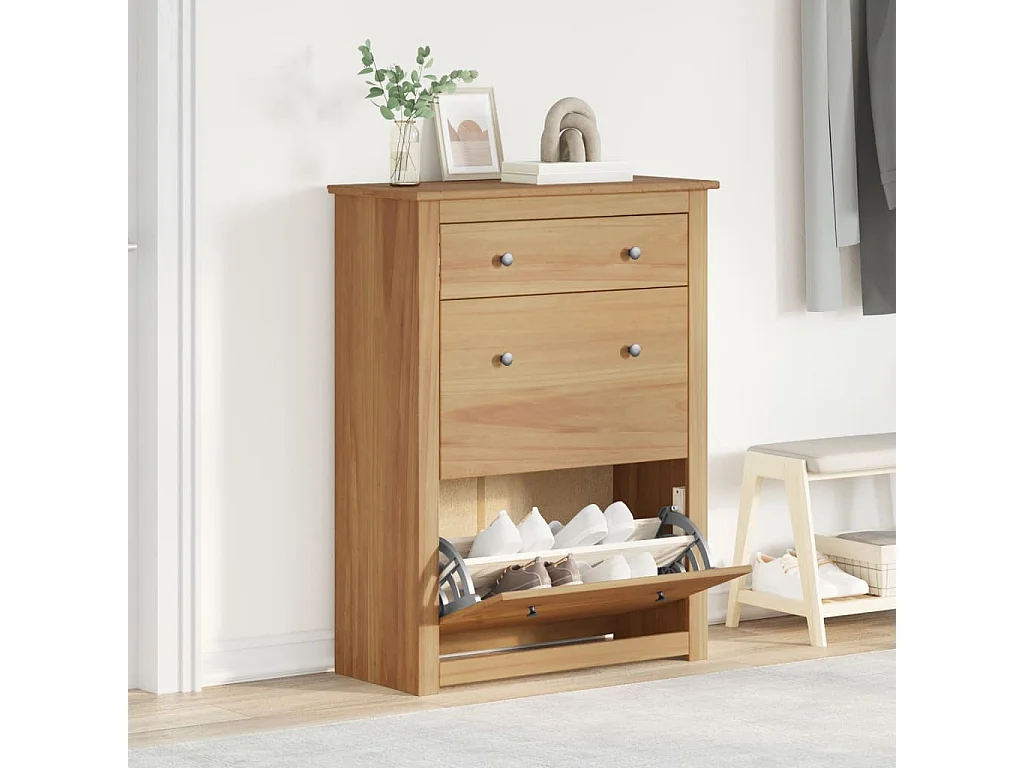 Scarpiera Panama 80x35x105 cm in legno massello di pino