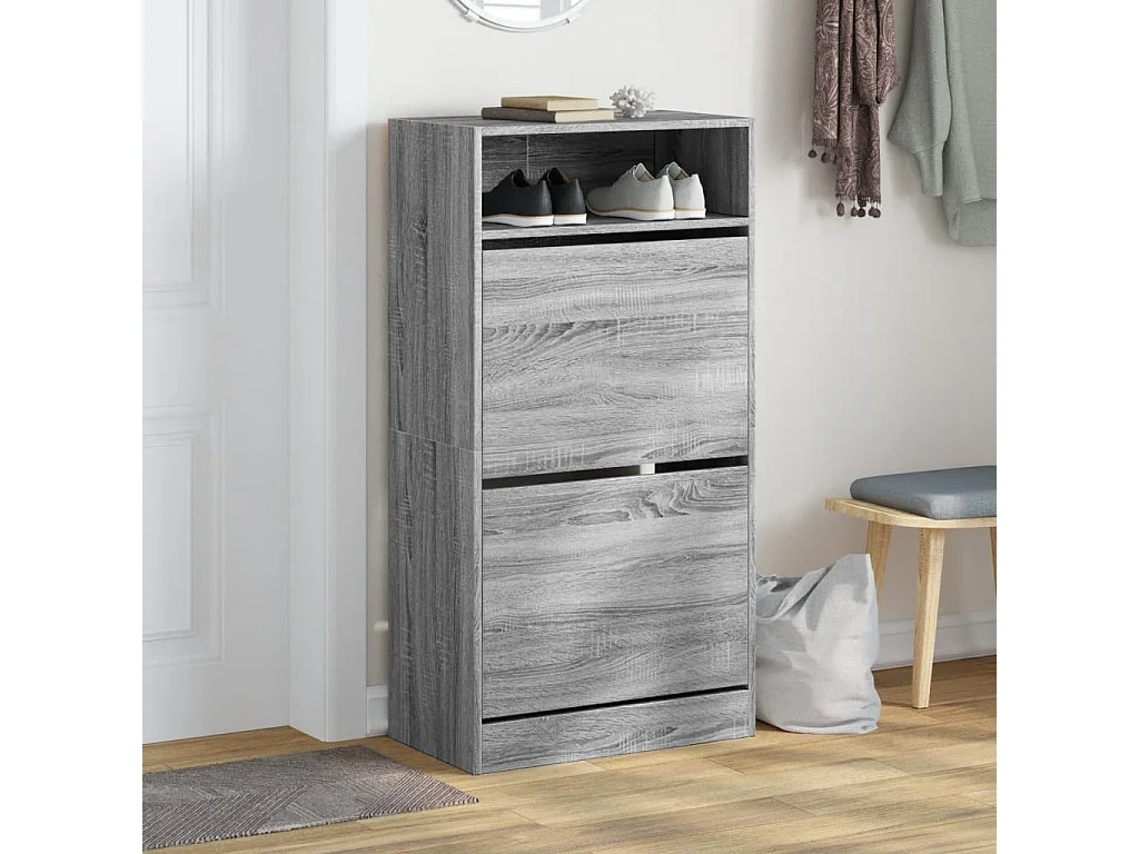 Armoire à chaussures Sonoma gris 60x34x116 cm Bois d'ingénierie