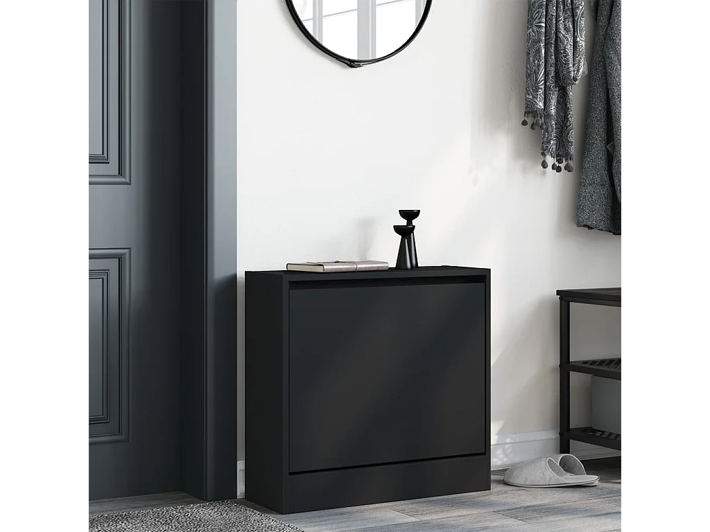 Zapatero negro 60x21x57 cm de madera contrachapada
