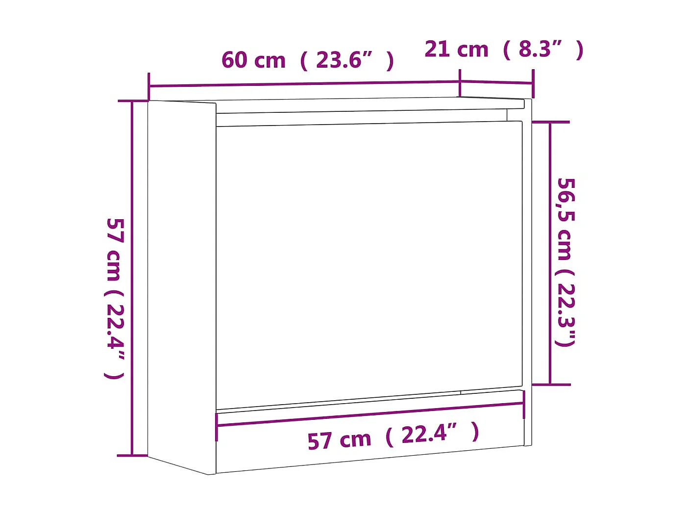 Zapatero negro 60x21x57 cm de madera contrachapada