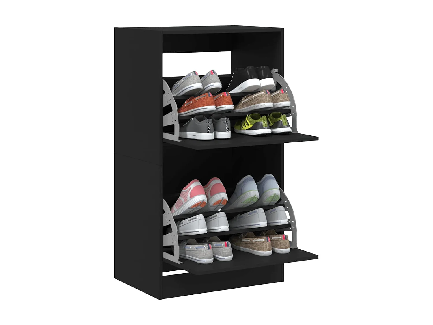 Armoire à chaussures 2 tiroirs rabattables noir 60x42x108 cm