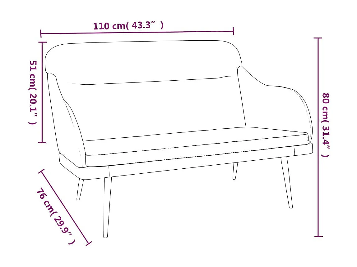 Banco cinza escuro 110x76x80 cm veludo