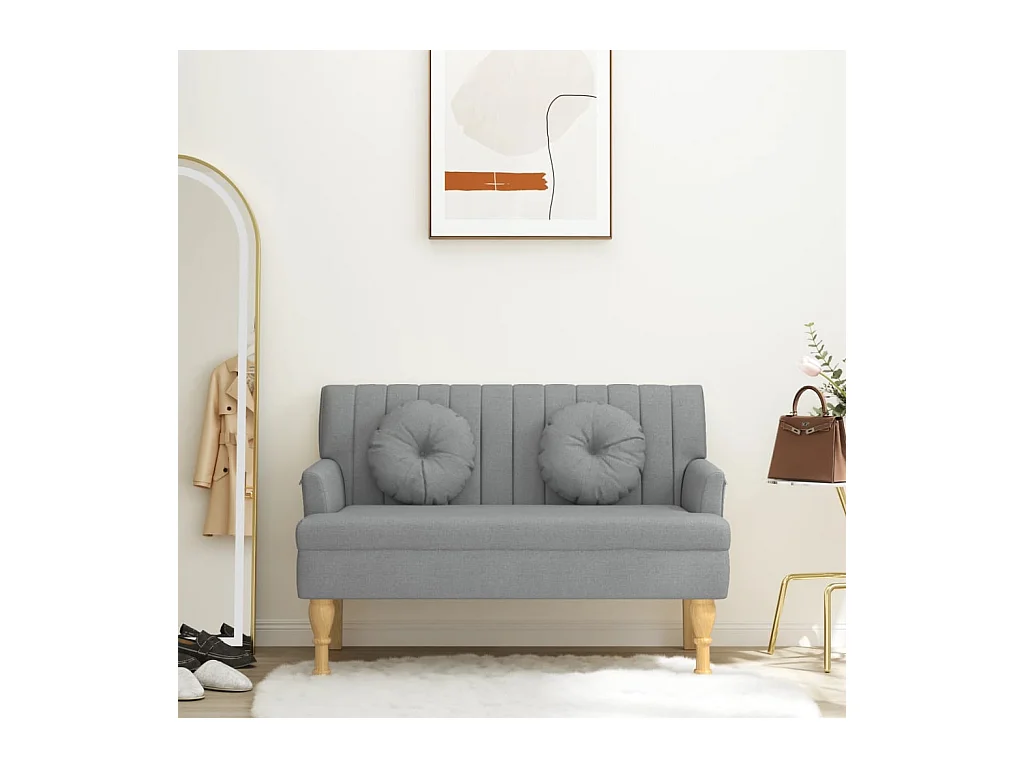 Banc avec coussins gris clair 113x64,5x75,5 cm tissu