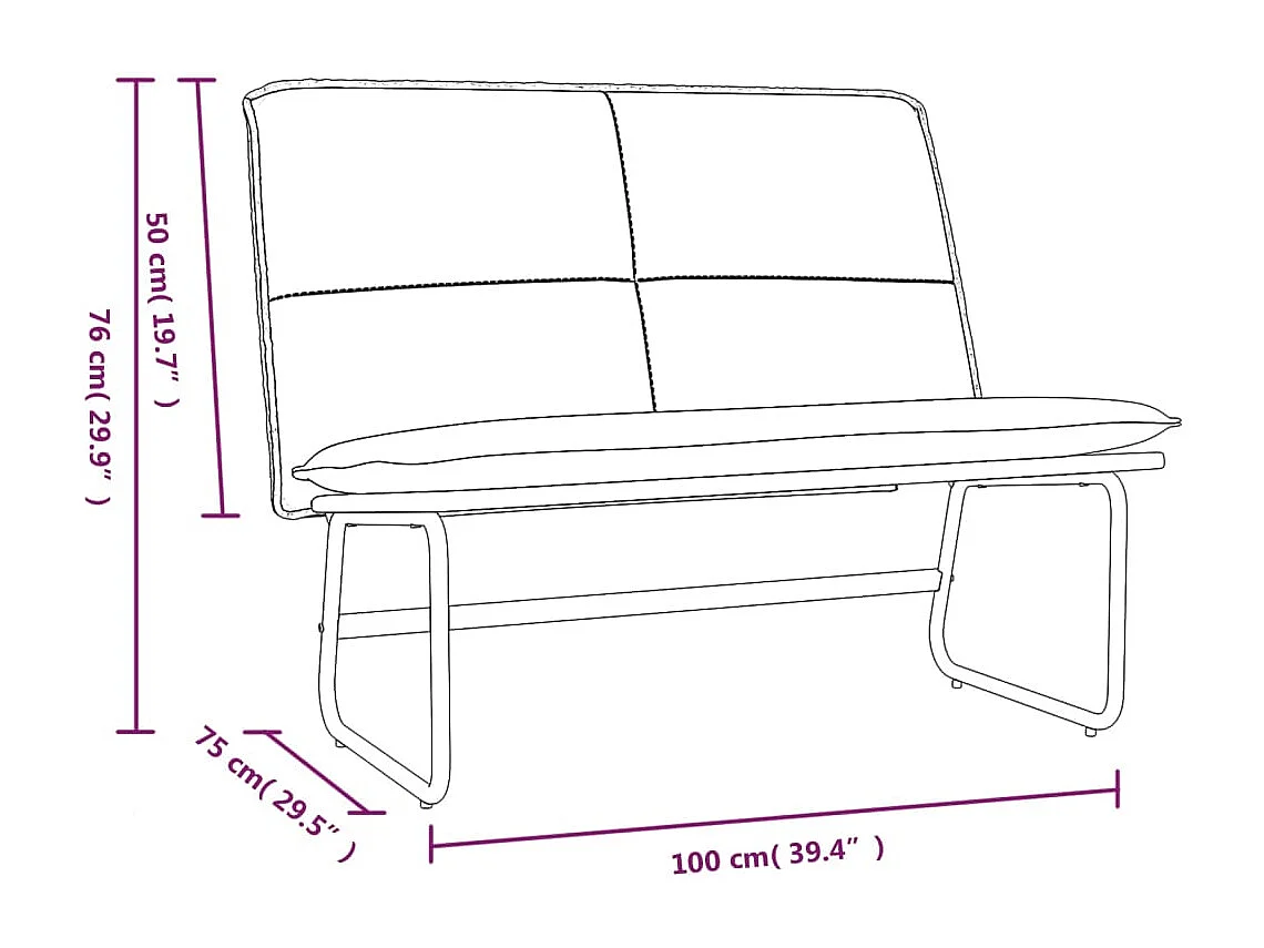 Banco color crema 100x75x76 cm Polipiel