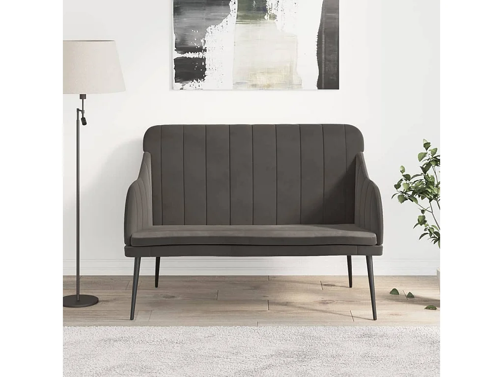 Panca Grigio Scuro 110x76x80 cm Velluto