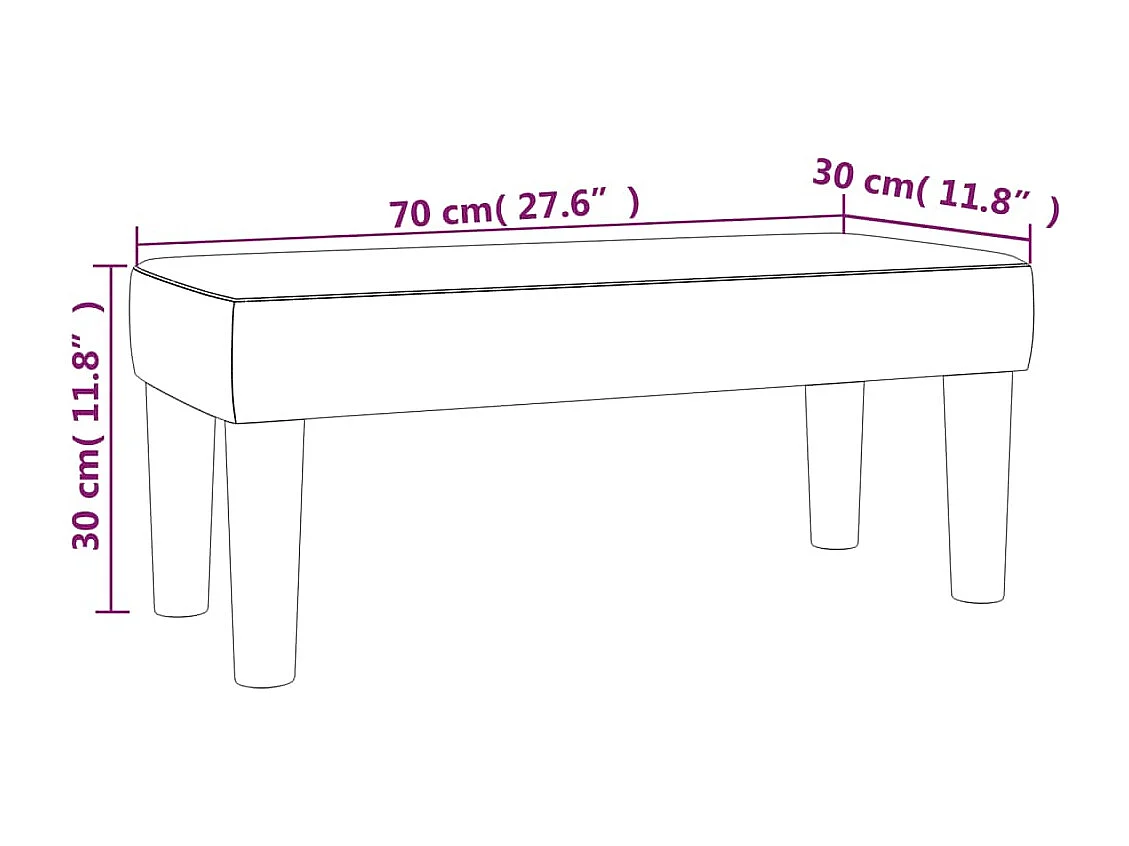 Banco Cinza Escuro 70x30x30 cm Tecido