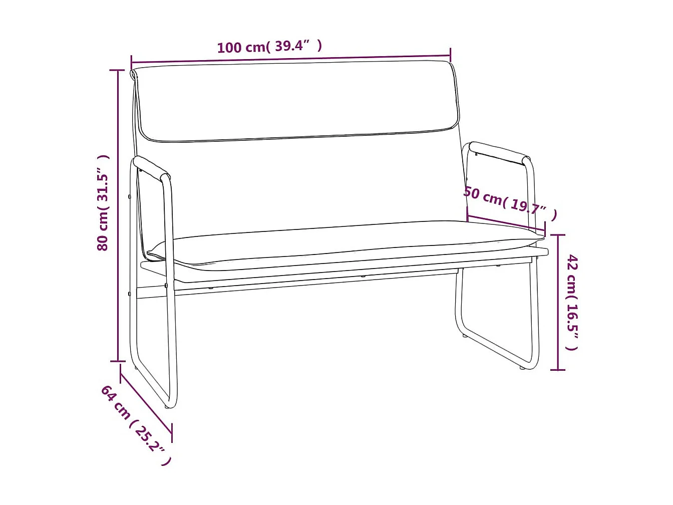 Cremefarbene Bank, 100 x 64 x 80 cm, Kunstleder