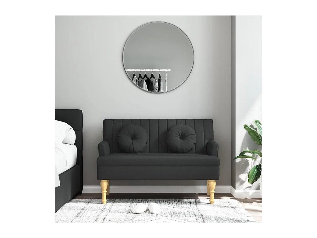 Banc avec coussins noir 113x64,5x75,5 cm tissu