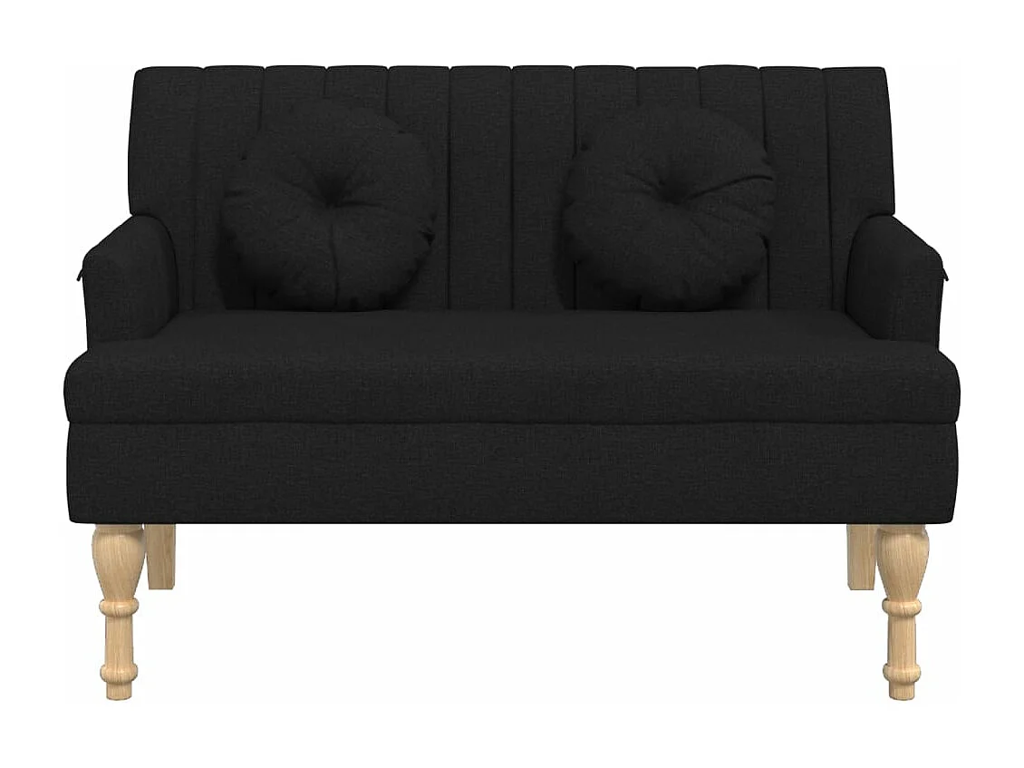Banc avec coussins noir 113x64,5x75,5 cm tissu