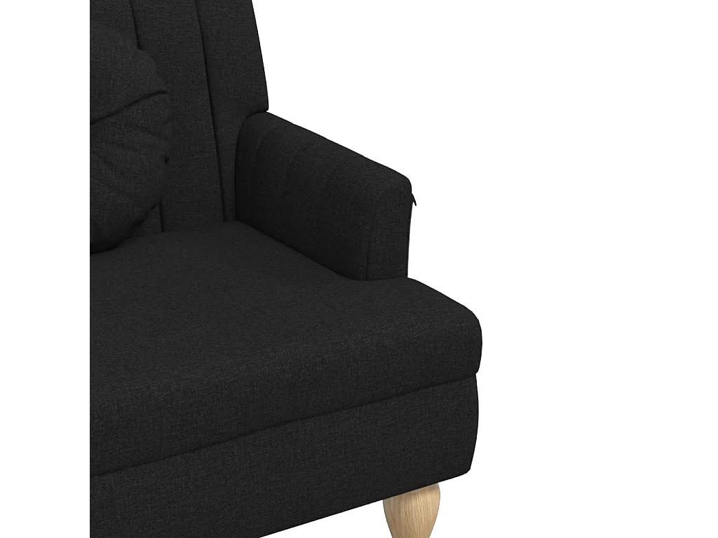 Banc avec coussins noir 113x64,5x75,5 cm tissu