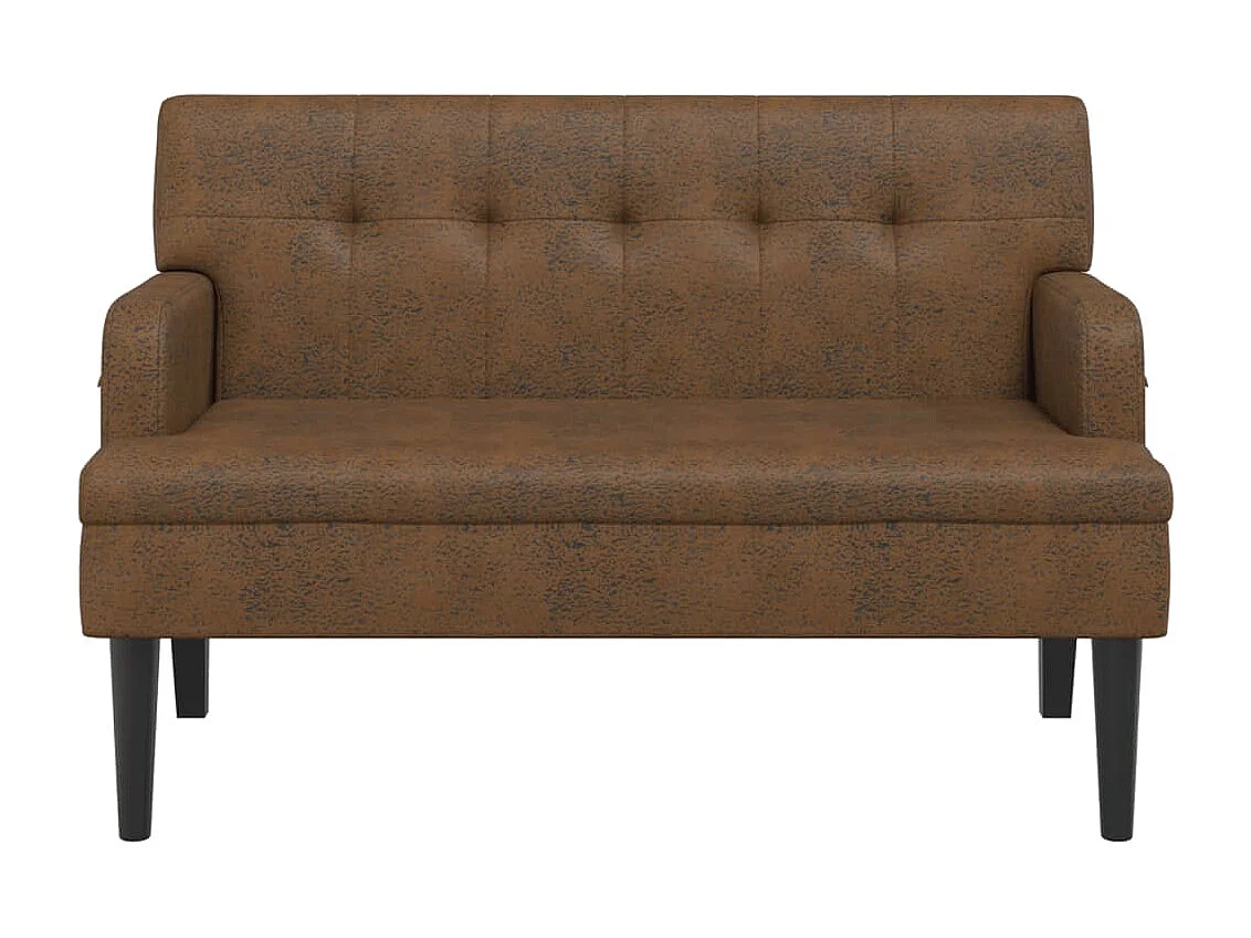 Panca con schienale marrone 112x65,5x75 cm in similpelle scamosciata