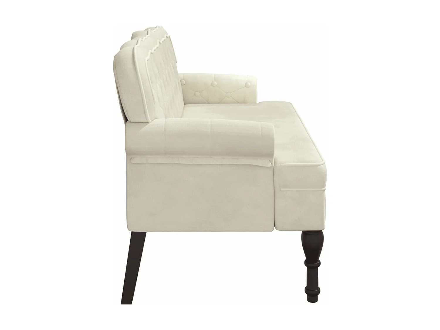 Banco com encosto creme 119,5x64,5x75 cm veludo