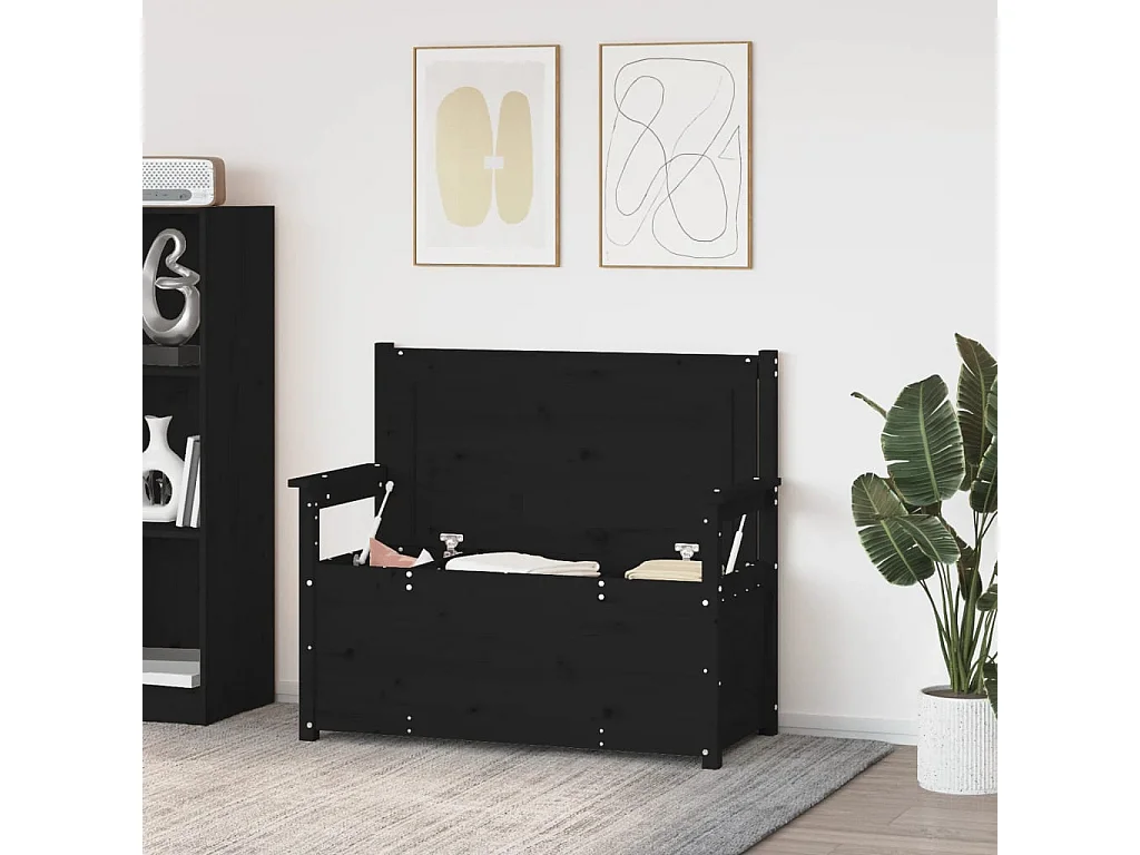 Banco negro 112,5x51,5x96,5 cm Madera maciza de pino