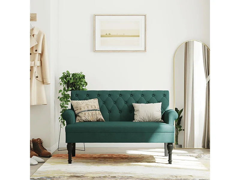 Banco con respaldo verde oscuro tela 120x62x75,5 cm