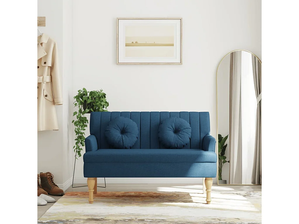 Banc avec coussins bleu 113x64,5x75,5 cm tissu