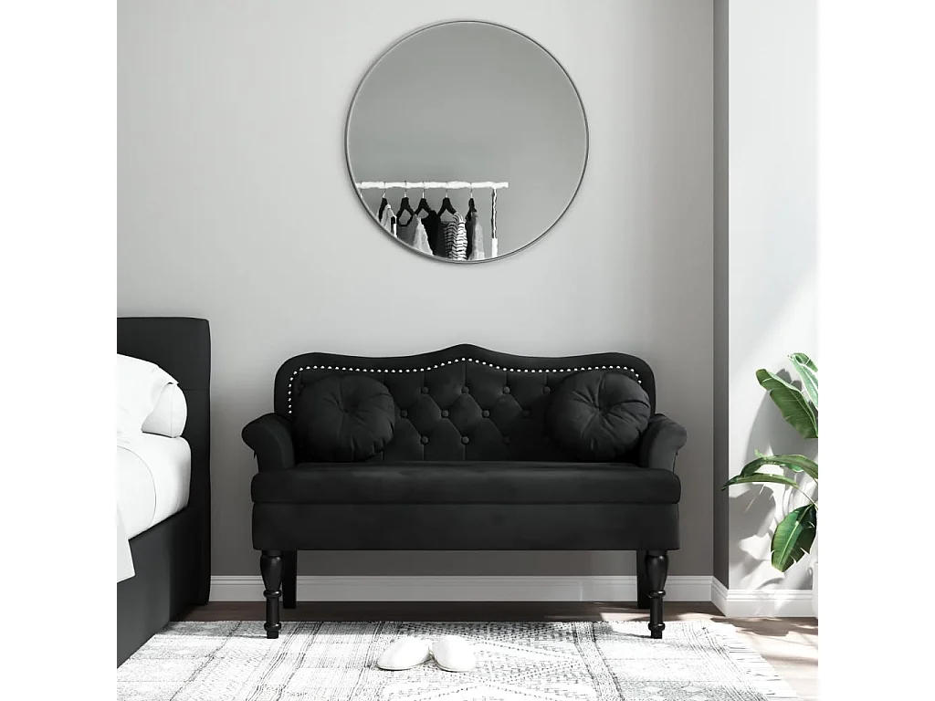 Banc avec coussins noir 120,5x65x75 cm velours