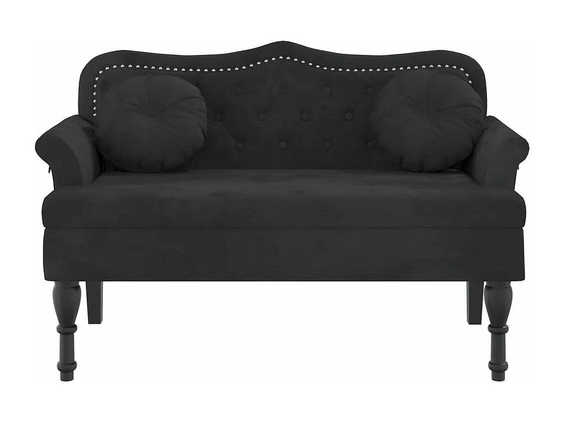 Banc avec coussins noir 120,5x65x75 cm velours