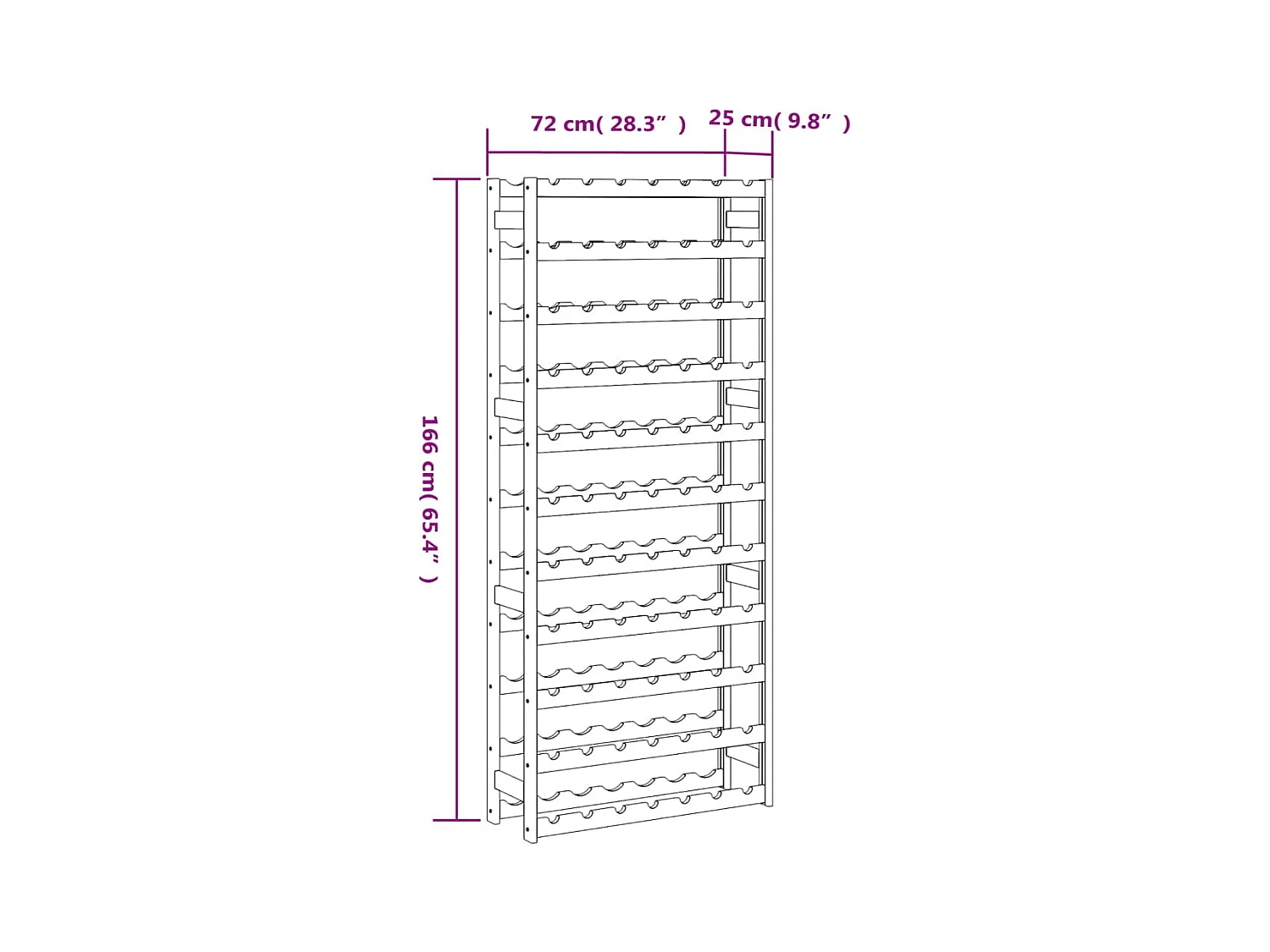 Portabottiglie per 77 bottiglie in legno massello di pino grigio