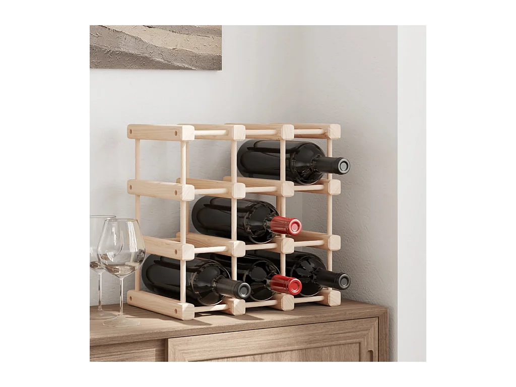 Casier à vin pour 12 bouteilles 36x23x36 cm bois massif de pin