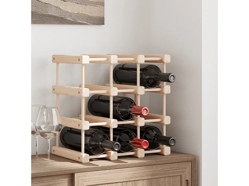 Portabottiglie per 12 bottiglie 36x23x36 cm in legno massello di pino