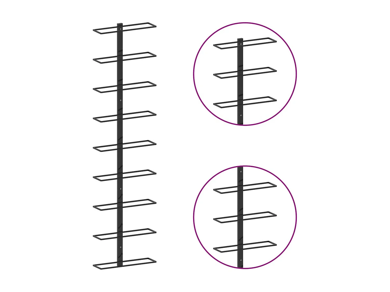 Portabottiglie da parete per 9 bottiglie Ferro Nero