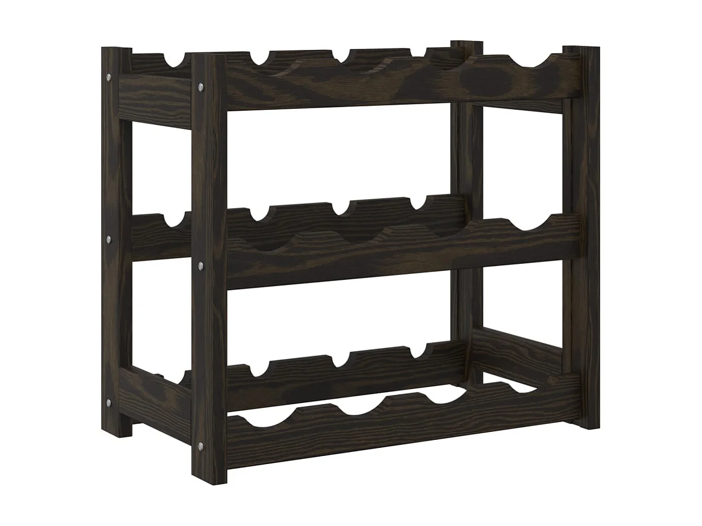 Portabottiglie per 12 bottiglie in legno di pino massiccio nero