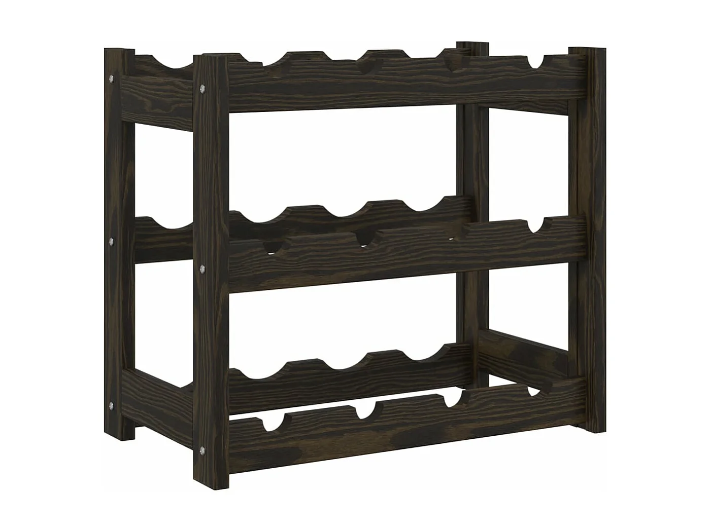 Portabottiglie per 12 bottiglie in legno di pino massiccio nero