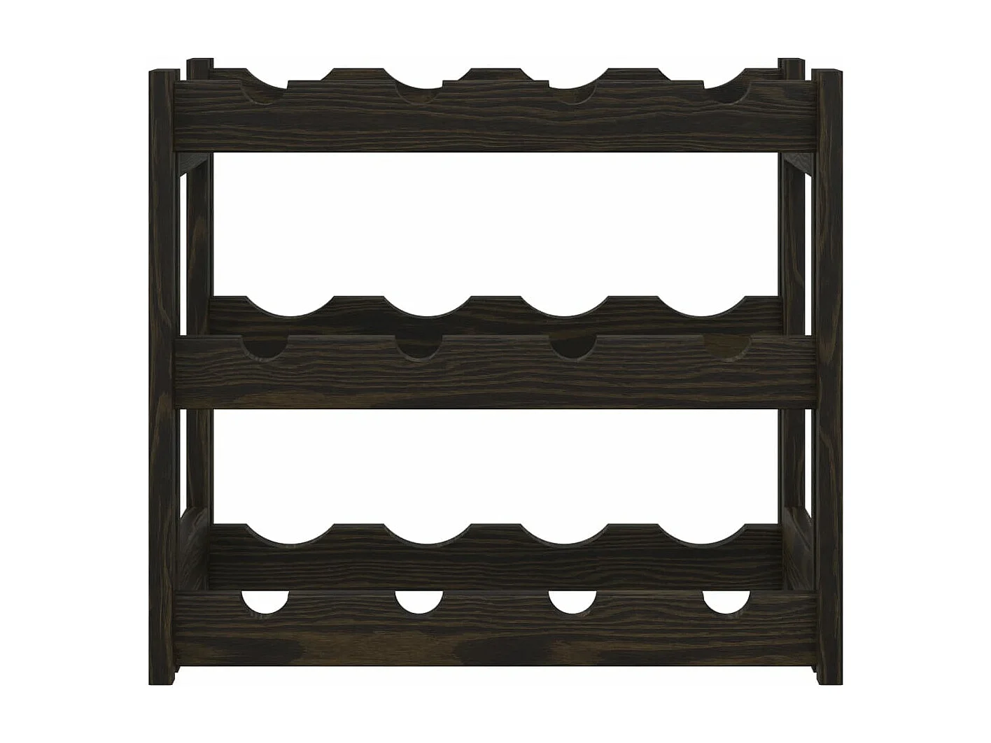 Portabottiglie per 12 bottiglie in legno di pino massiccio nero