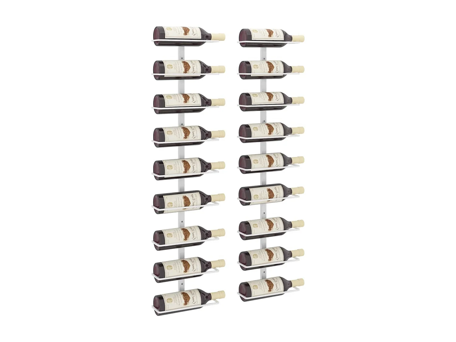 Portabottiglie da parete per 9 bottiglie 2 pz Ferro Bianco