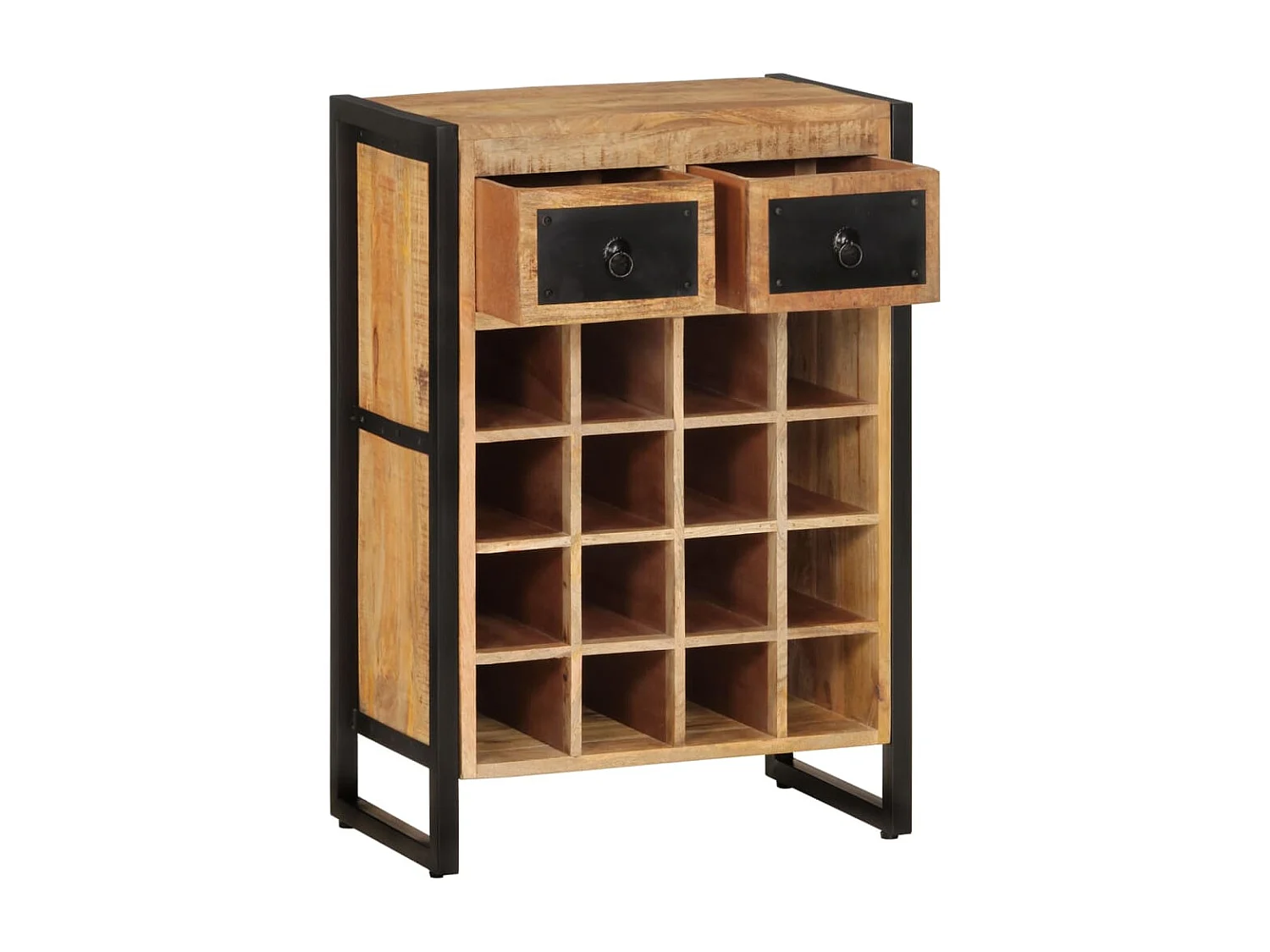 Portabottiglie per 16 bottiglie. Legno massello di mango