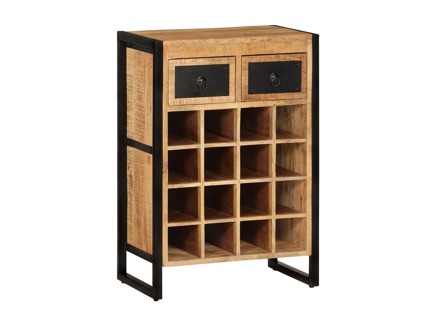 Portabottiglie per 16 bottiglie. Legno massello di mango