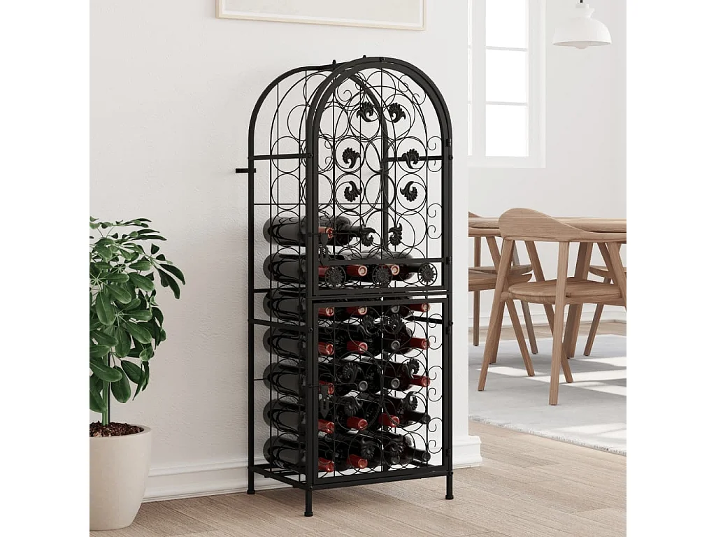 Garrafeira 41 garrafas preta 45x36x120 cm ferro forjado