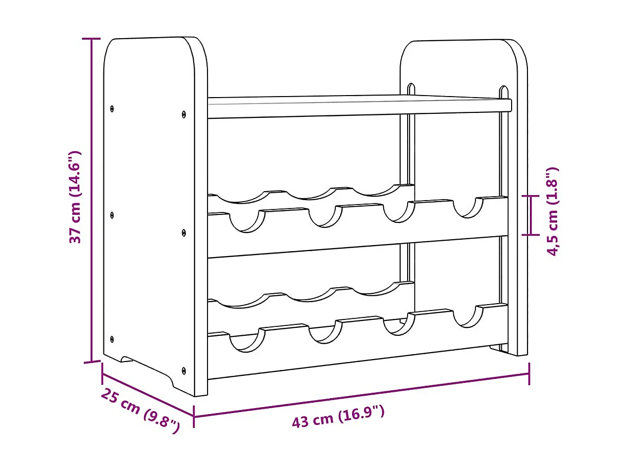 Casier à vin avec panneau supérieur 43x25x37 cm bois pin massif